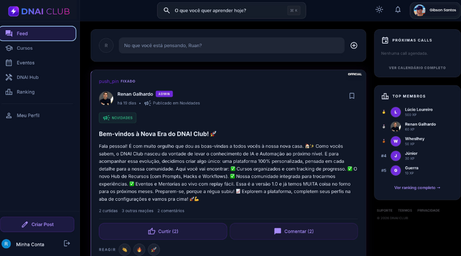 Área de membros exclusiva